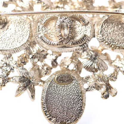 Chanel Crystal Mother of Pearl CC Flower Brooch Gold 4 of 4