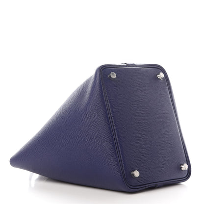 Hermes Epsom Tressage De Cuir Picotin Lock 18 PM Bleu Encre Brique Black 3 of 9