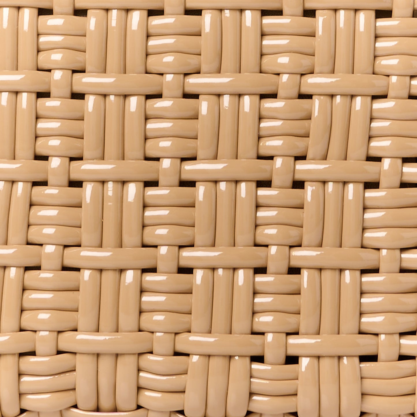 Varnished Faux Calfskin Braided XS Bistro Basket Beige