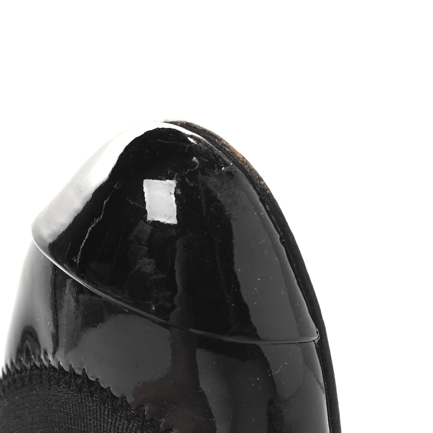 Lambskin Patent CC Elastic Cap Toe Ballerina Pumps 36.5 Black