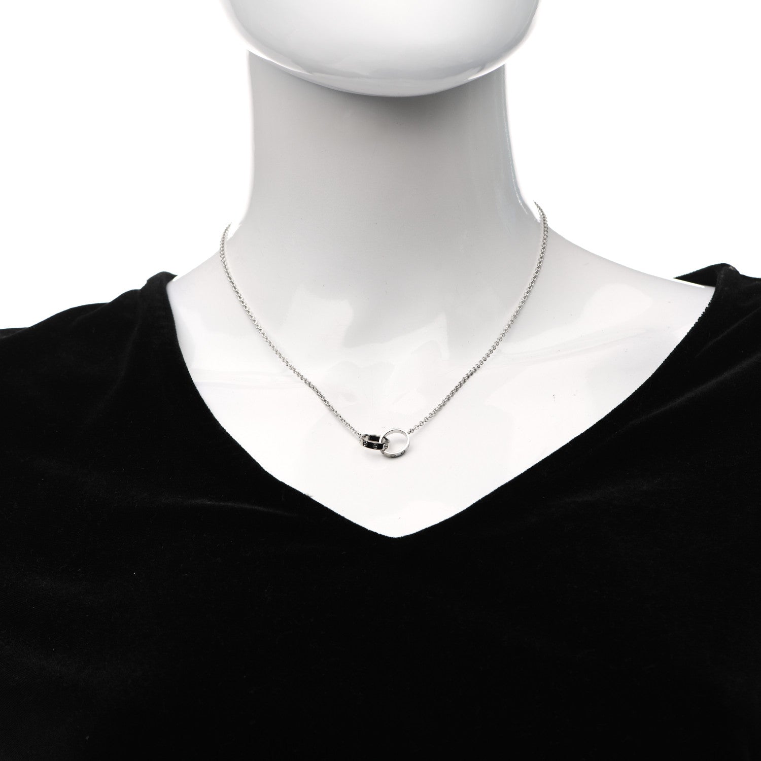 Cartier 18K White Gold Interlocking LOVE Necklace 2 of 5