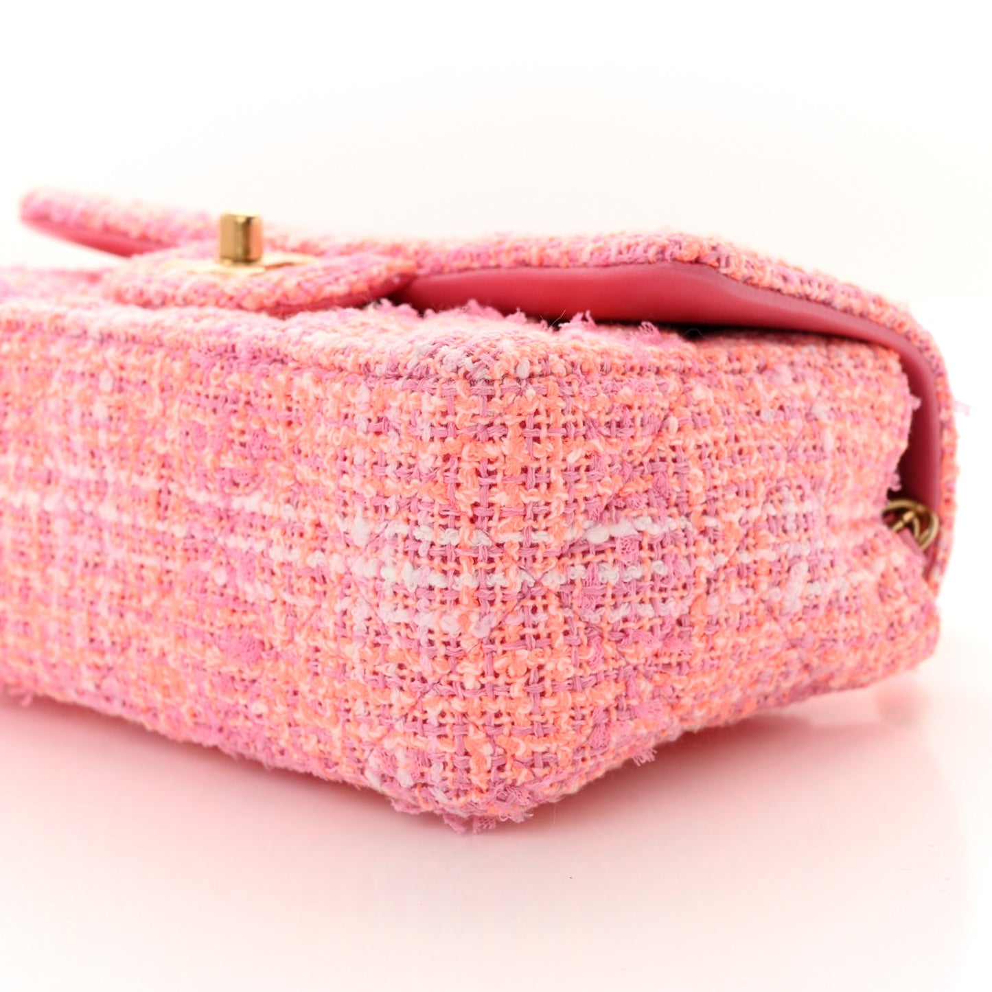 Tweed Quilted Mini Rectangular Flap Pink Multicolor