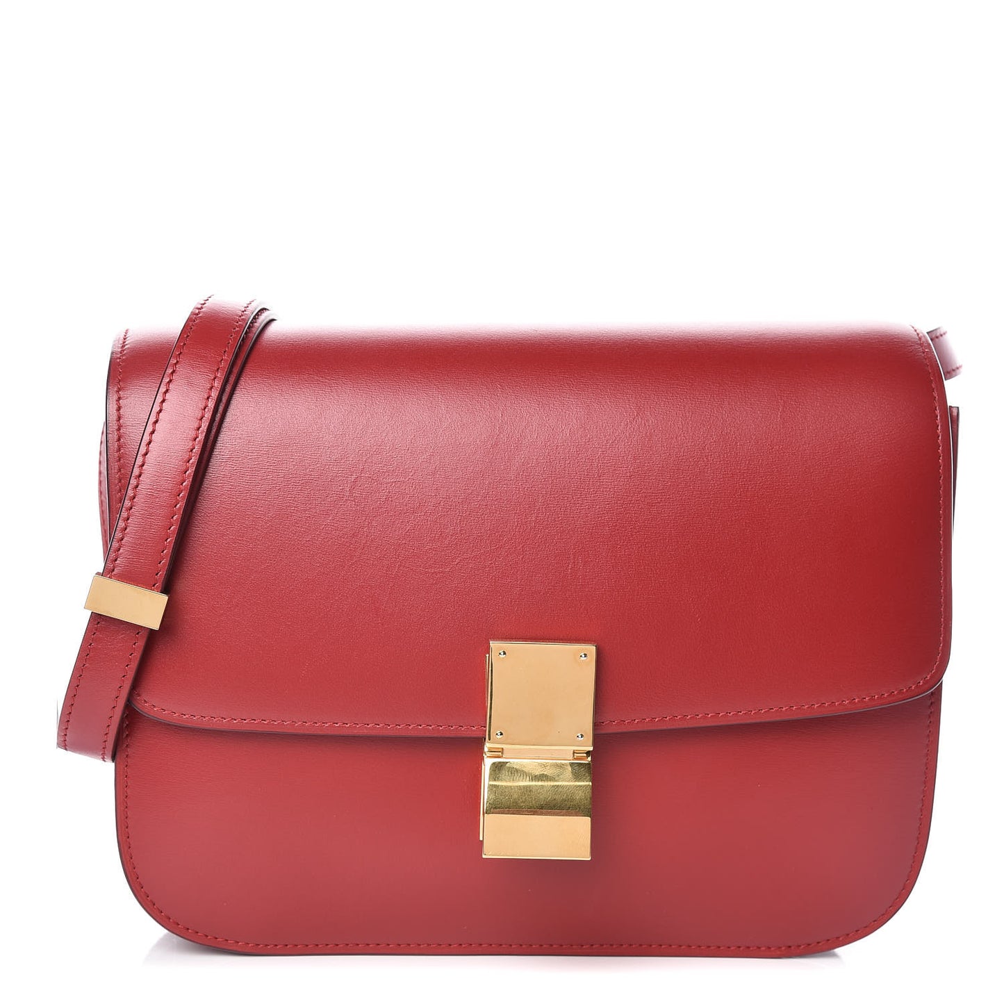 Box Calfskin Medium Classic Box Flap Bag Red