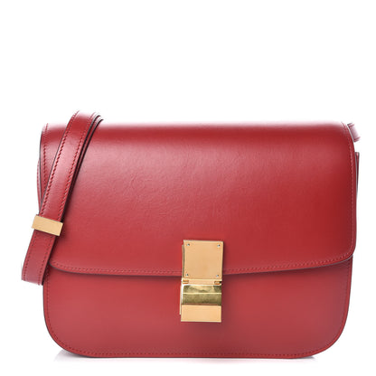 Celine Box Calfskin Medium Classic Box Flap Bag Red 1 of 9