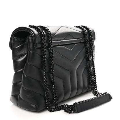 Saint Laurent Calfskin Y Quilted Monogram Monochrome Small Loulou Chain Satchel Black 3 of 10