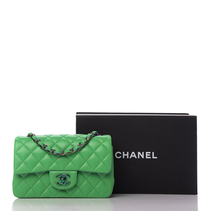 Chanel Lambskin Quilted Mini Rectangular Flap Green Blue 10 of 10