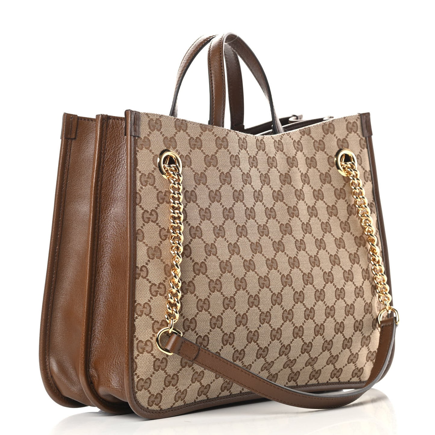 Monogram Calfskin Medium Horsebit 1955 Tote Bag Beige Brown Sugar
