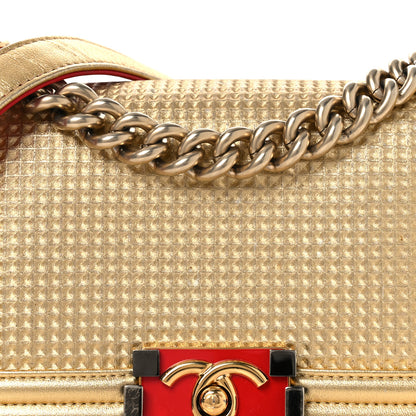 Chanel Metallic Lambskin Embossed Small Cube Boy Flap Gold 8 of 15