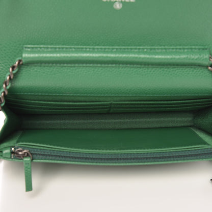 Chanel Caviar Quilted Wallet On Chain WOC Green 4 of 10