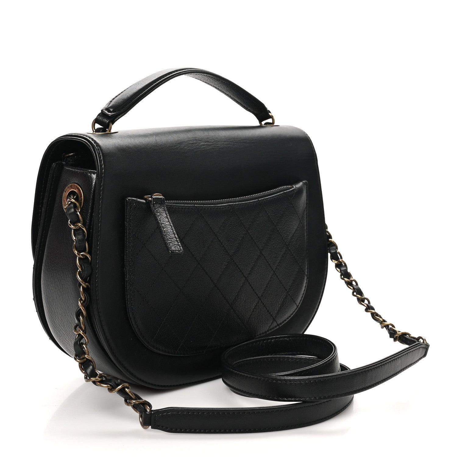 Chanel Shiny Calfskin Goatskin Quilted Medium Coco Curve Messenger Flap Black 3 of 14