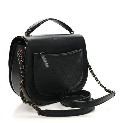 Chanel Shiny Calfskin Goatskin Quilted Medium Coco Curve Messenger Flap Black 3 of 14