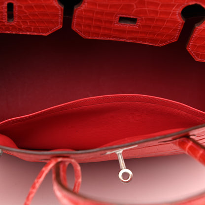Hermes Shiny Porosus Crocodile Birkin 35 Bougainvillea 11 of 23