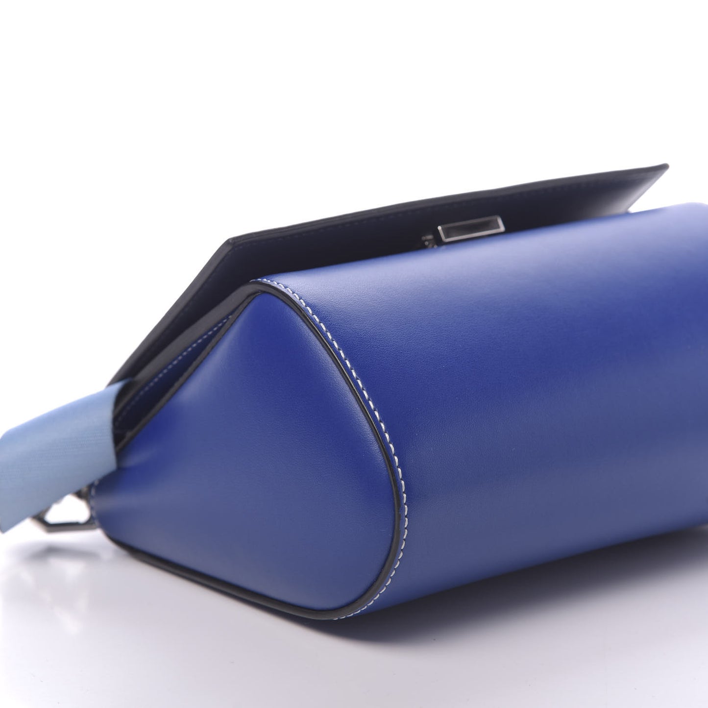 Calfskin Mini Pandora Box Logo Strap Crossbody Bag Moroccan Blue