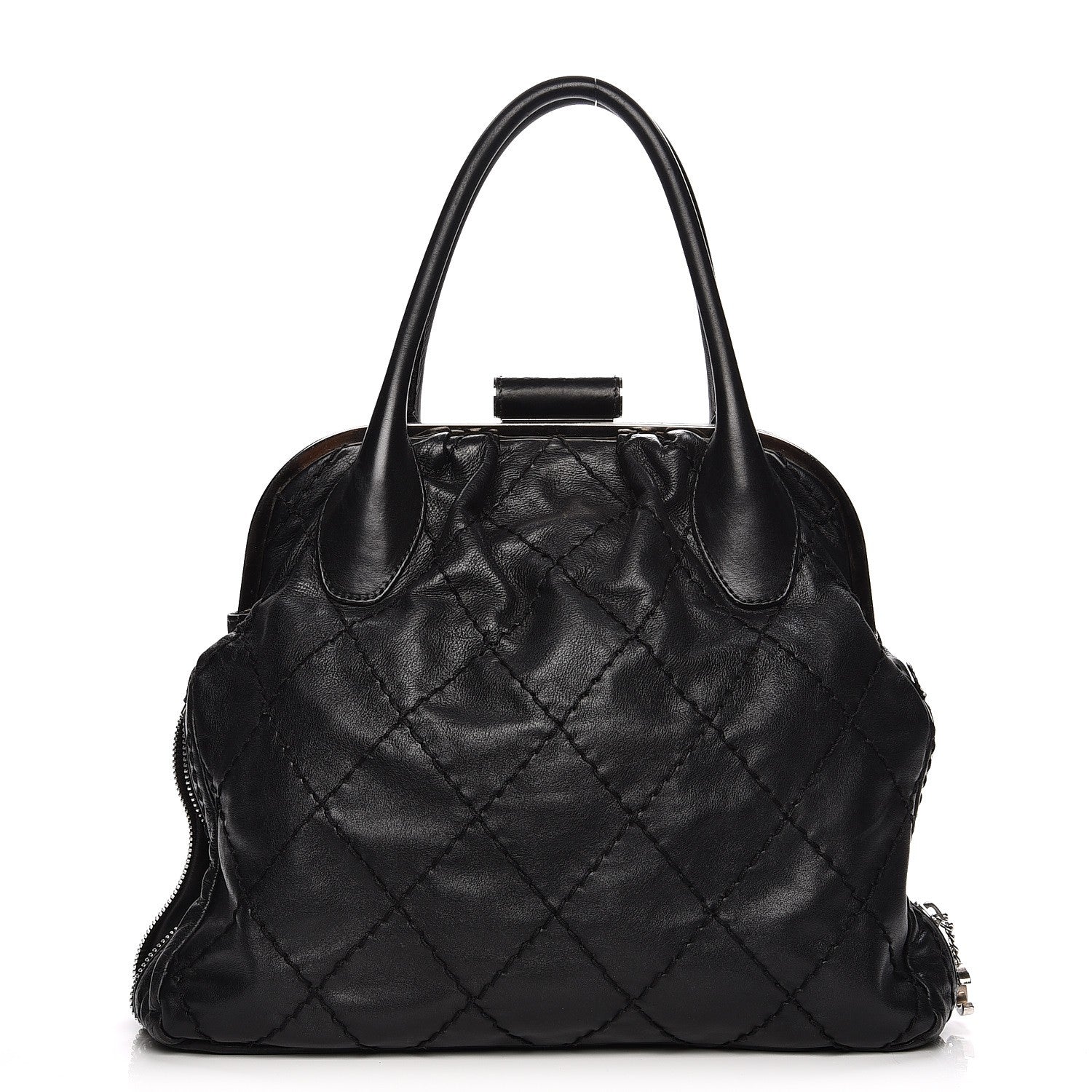 Chanel Calfskin Stitched Expandable Frame Bag Black 1 of 12