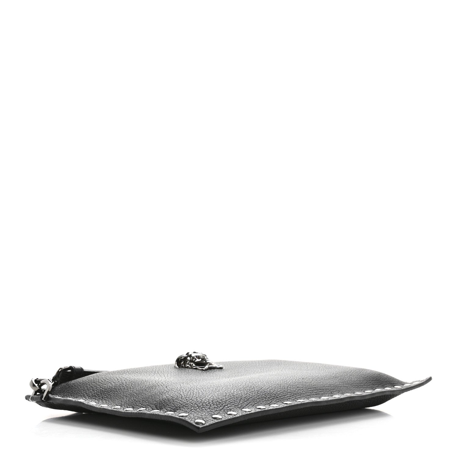 Versace Grained Calfskin Studded Medusa Wristlet Pouch Black 4 of 10