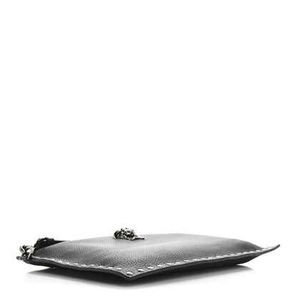 Versace Grained Calfskin Studded Medusa Wristlet Pouch Black 4 of 10