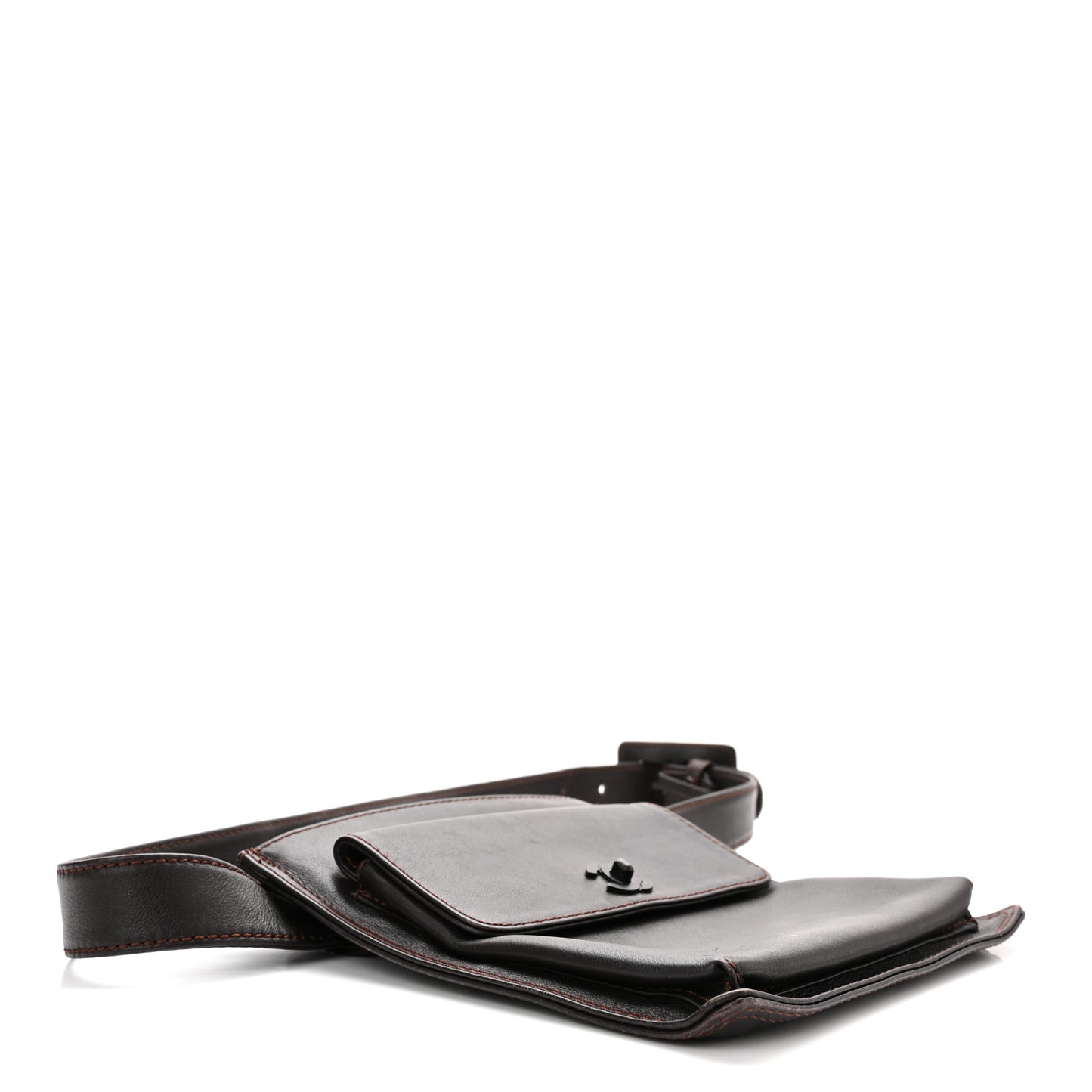 Lambskin Flap Waist Belt Bag 80 32 Brown