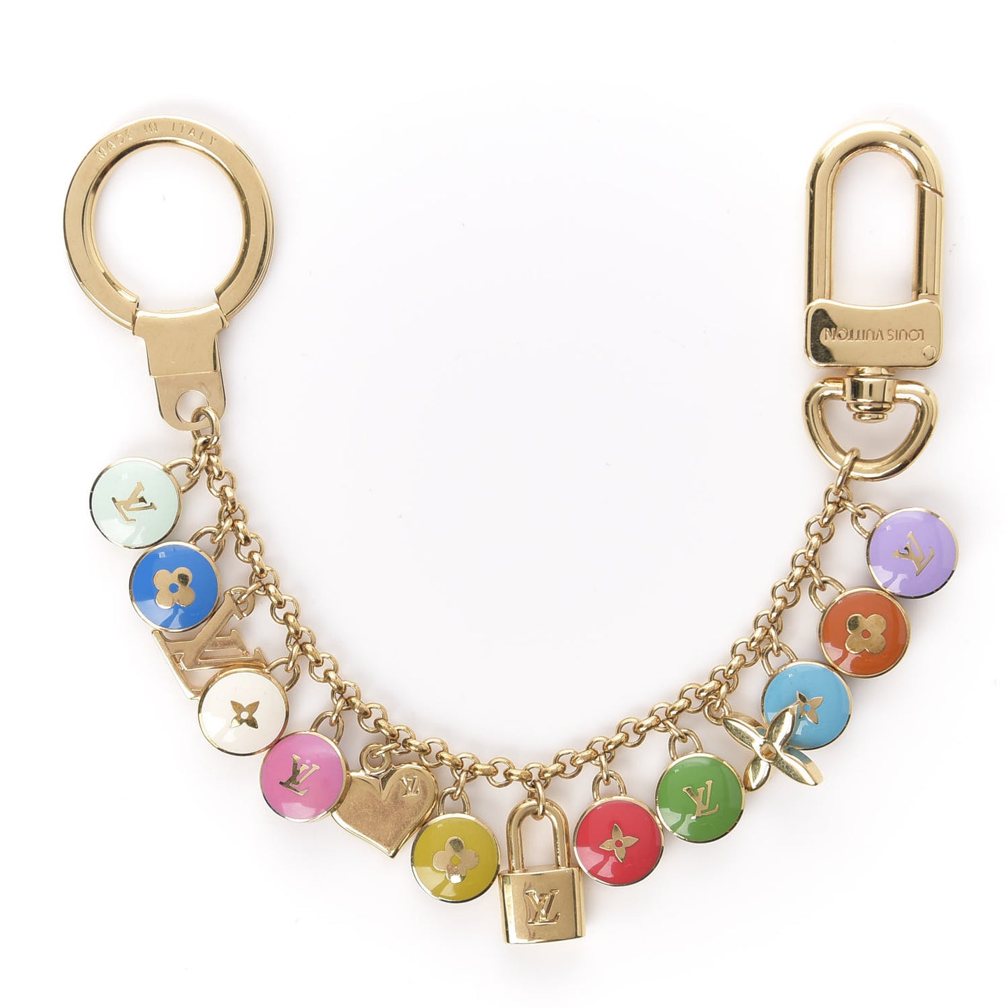 Metal Enamel Pastilles Key Chain Bag Charm Multicolor