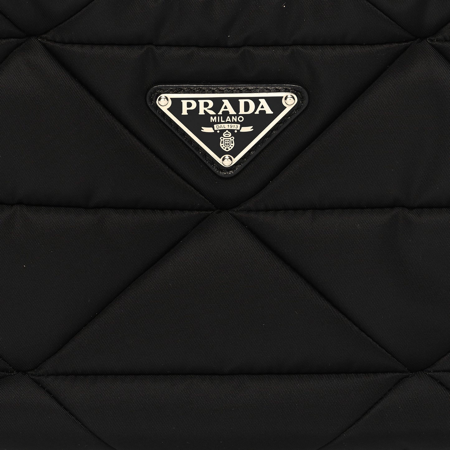 Re-Nylon Triangle Padded Patchwork Shoulder Bag Black