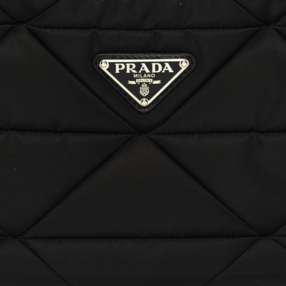 Prada Re-Nylon Triangle Padded Patchwork Shoulder Bag Black 7 of 9