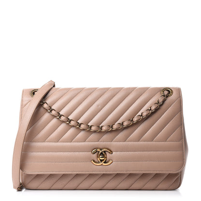Chanel Shiny Goatskin Diagonal Quilted Medium Flap Light Pink 1 of 11