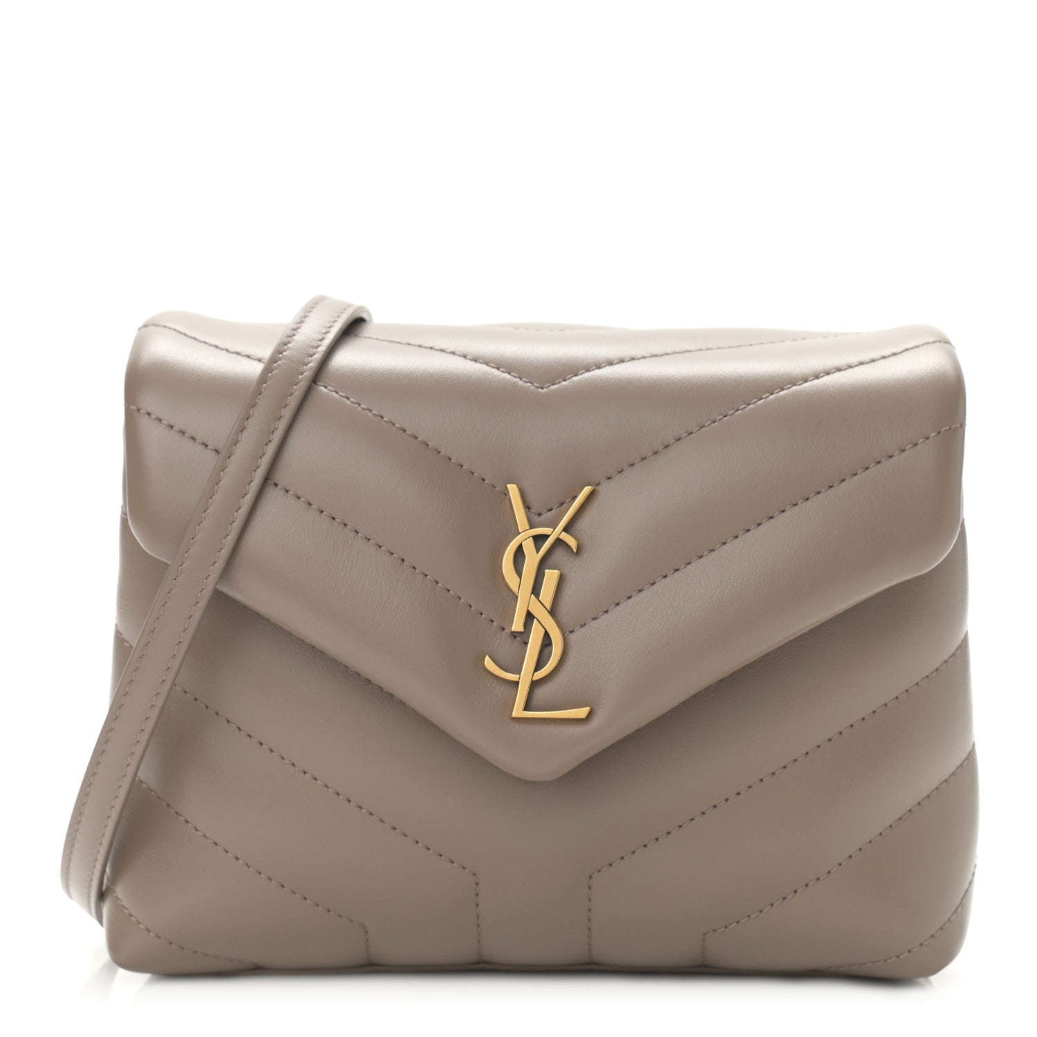 Saint Laurent Calfskin Y Quilted Monogram Toy Loulou Crossbody Bag Taupe 1 of 11