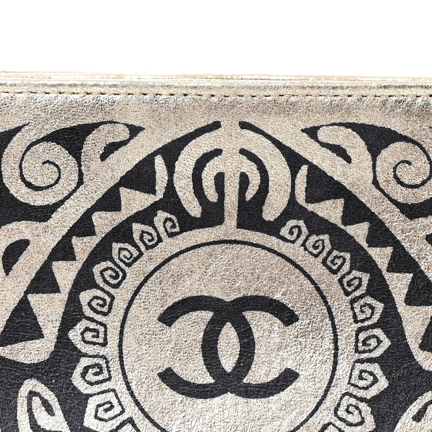 Chanel Metallic Lambskin Print Clutch Gold 8 of 12