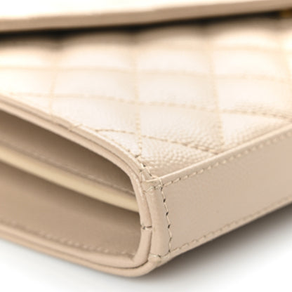Saint Laurent Grain De Poudre Mixed Matelasse Triquilt Monogram Chain Wallet Dark Beige 7 of 9