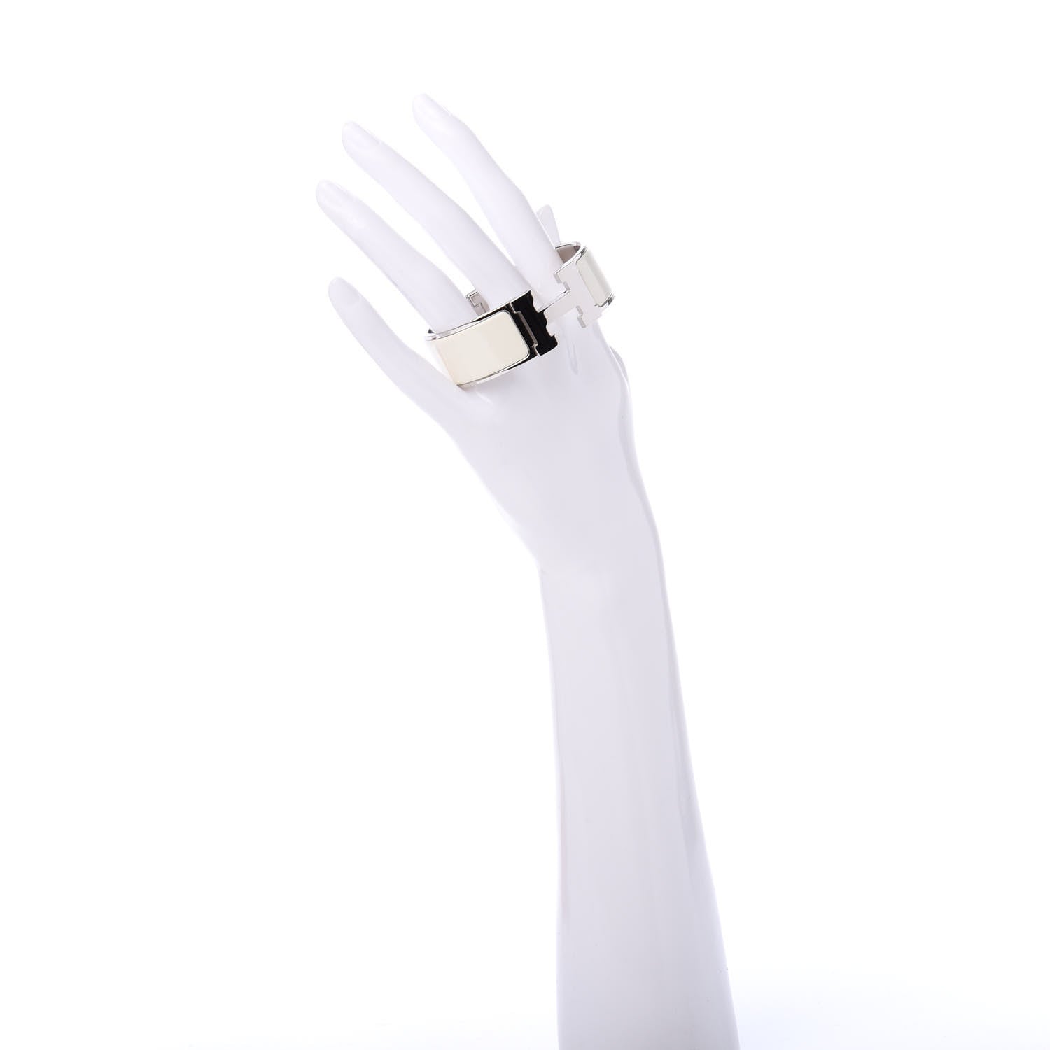 Hermes Enamel Wide Clic Clac H Bracelet PM White 2 of 5