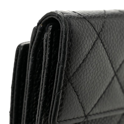 Chanel Caviar Quilted Compact French Flap Wallet Black 10 of 12