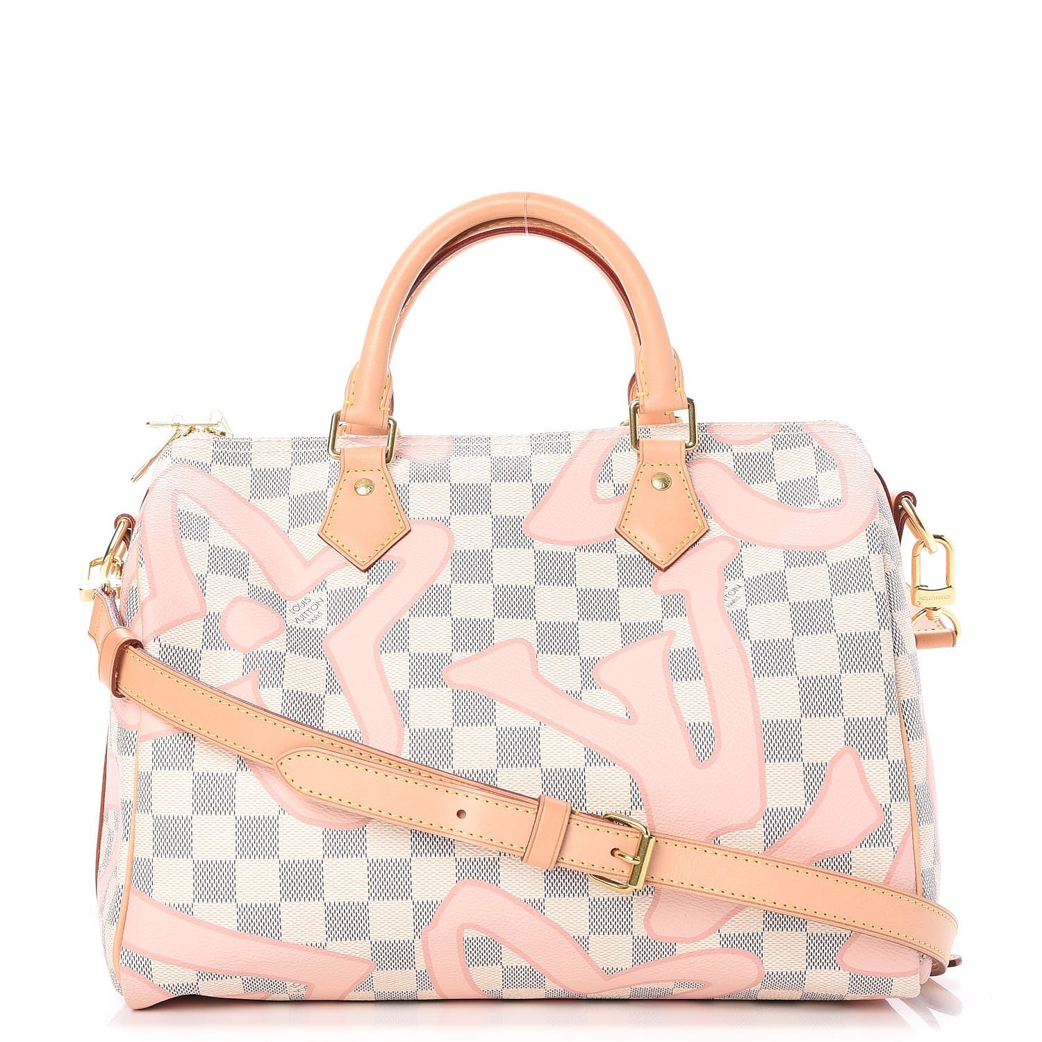 Louis Vuitton Damier Azur Tahitienne Speedy Bandouliere 30 Rose Ballerine 1 of 8