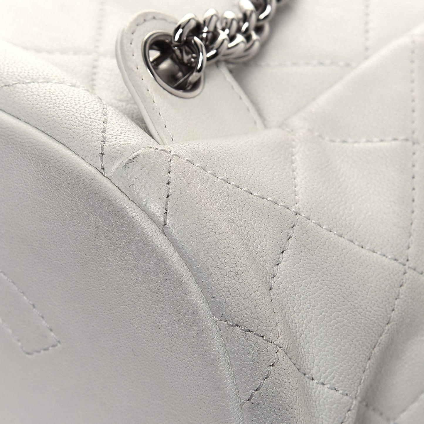 Lambskin Quilted Metallic Bubble Backpack White