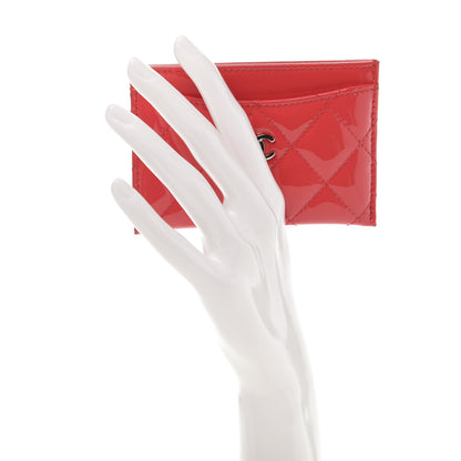 Chanel Patent Quilted Card Holder Red 2 of 9