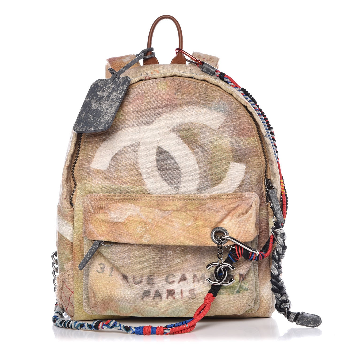 Chanel Graffiti Printed Canvas Medium Backpack Beige 1 of 10