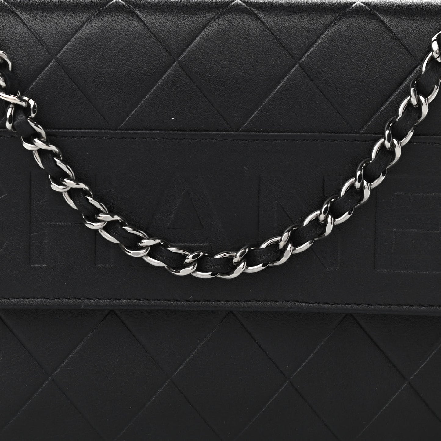 Lambskin Embossed Lax Wallet On Chain WOC Black