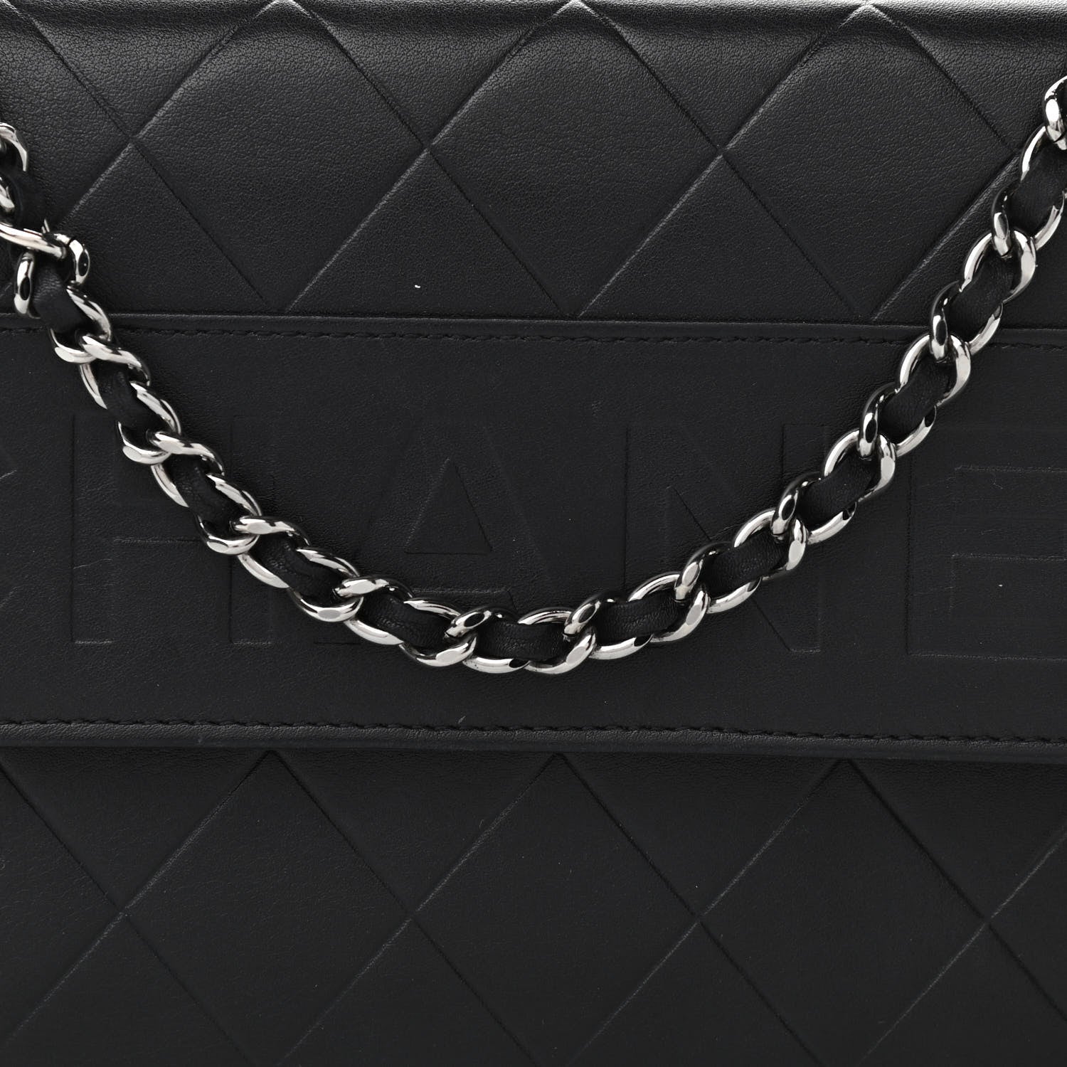Chanel Lambskin Embossed Lax Wallet On Chain WOC Black 11 of 11