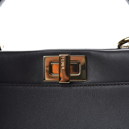 Fendi Vitello Seta Nabuk Pequin Mini Peekaboo Iconic Satchel Ebano Tobacco Moro 9 of 11