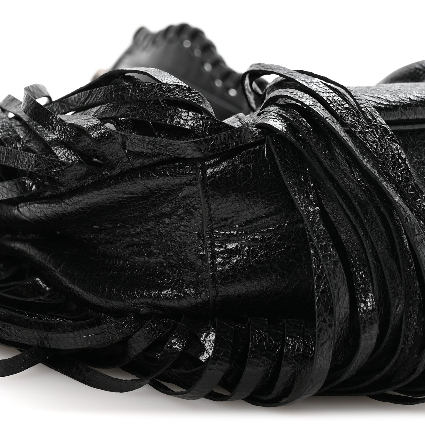Agneau Arena Le Cagole Fringe Shoulder Bag XS Black