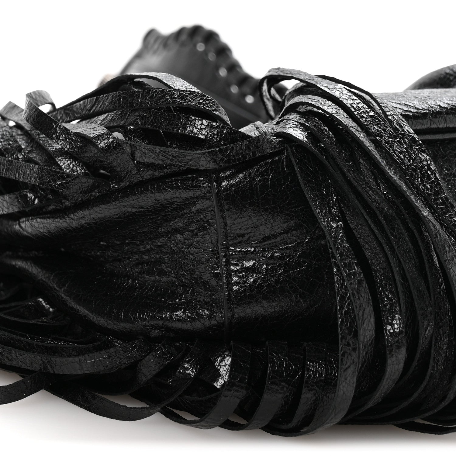 Balenciaga Agneau Arena Le Cagole Fringe Shoulder Bag XS Black 10 of 11