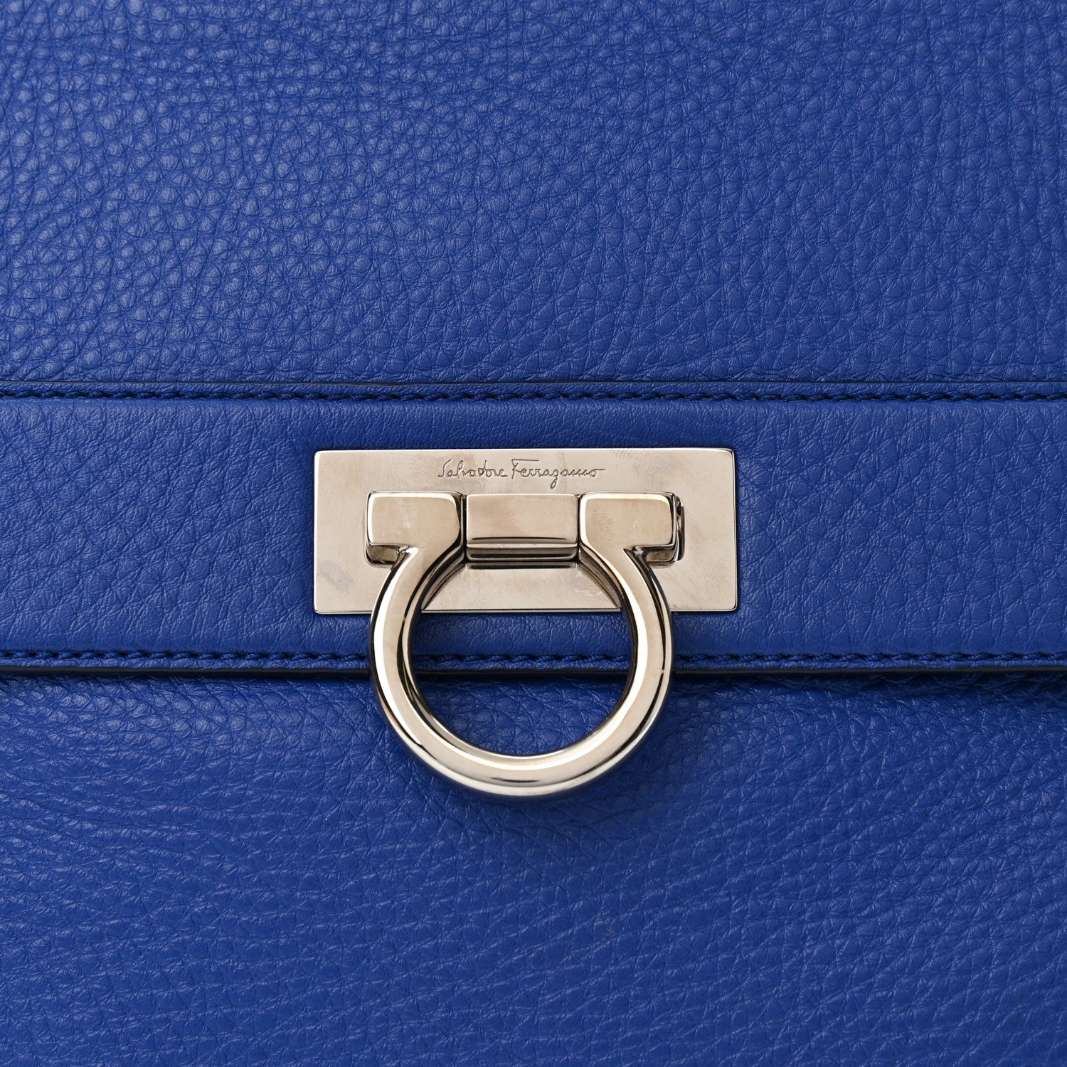Salvatore Ferragamo Grained Calfskin Sofia Satchel Blue 8 of 12
