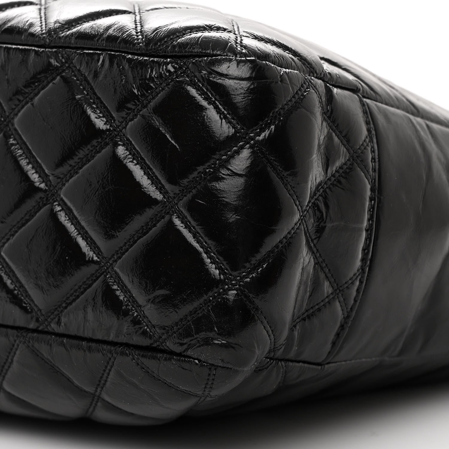 Chanel Shiny Aged Calfskin Quilted Large Shopping Bag Black 9 of 11