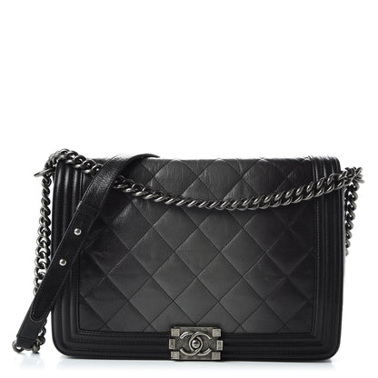 Chanel Goatskin Ombre Faded Quilted Large Boy Flap Grey 1 of 10