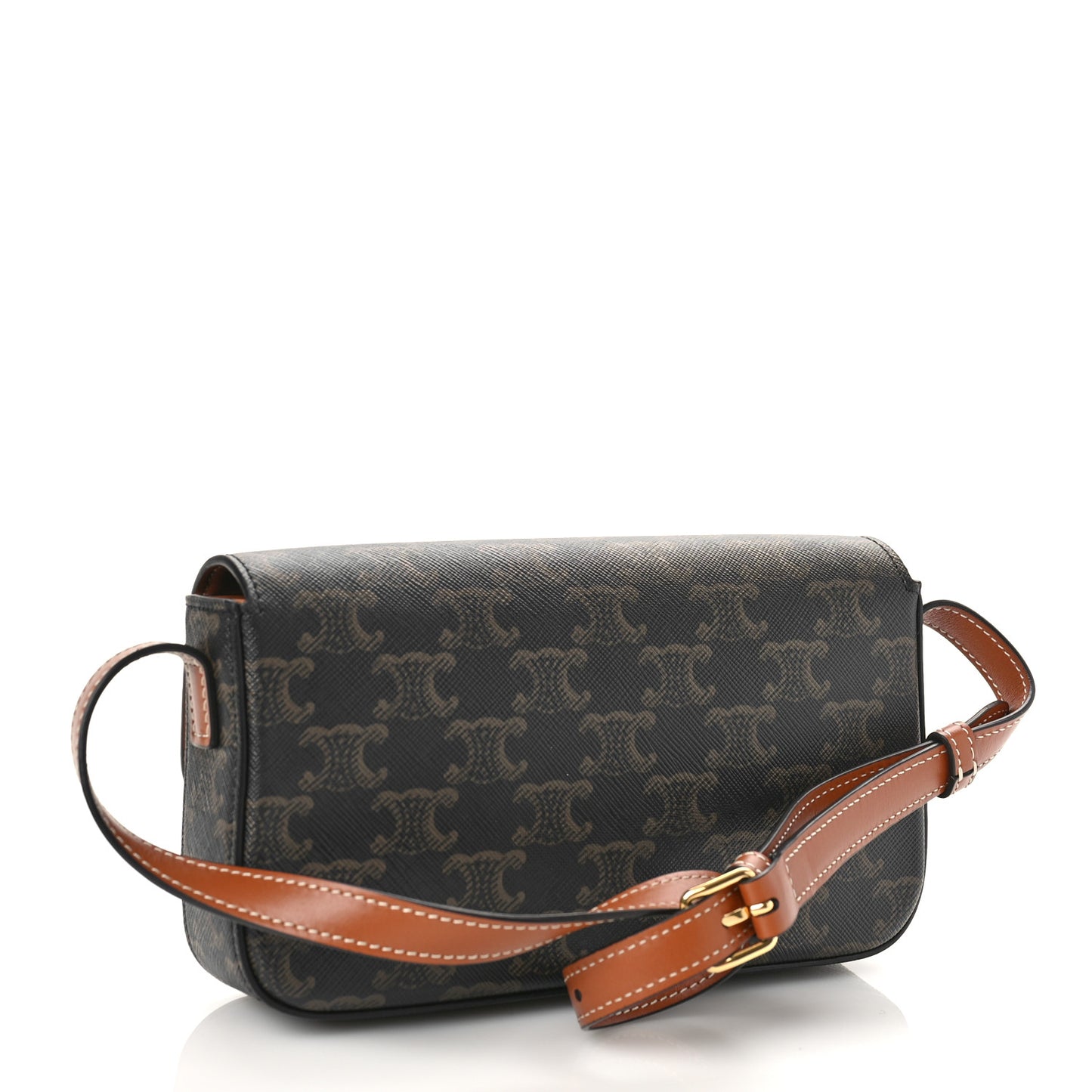 Canvas Calfskin Triomphe Shoulder Bag Tan