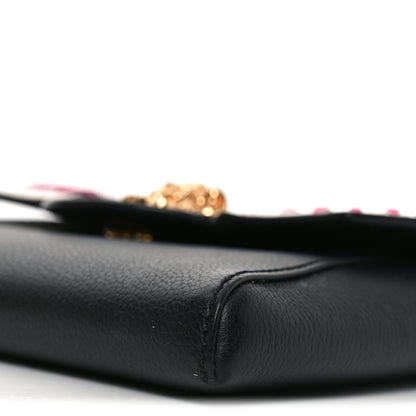 Versace Calfskin Medusa Whipstitch Envelope Clutch Black White 9 of 9
