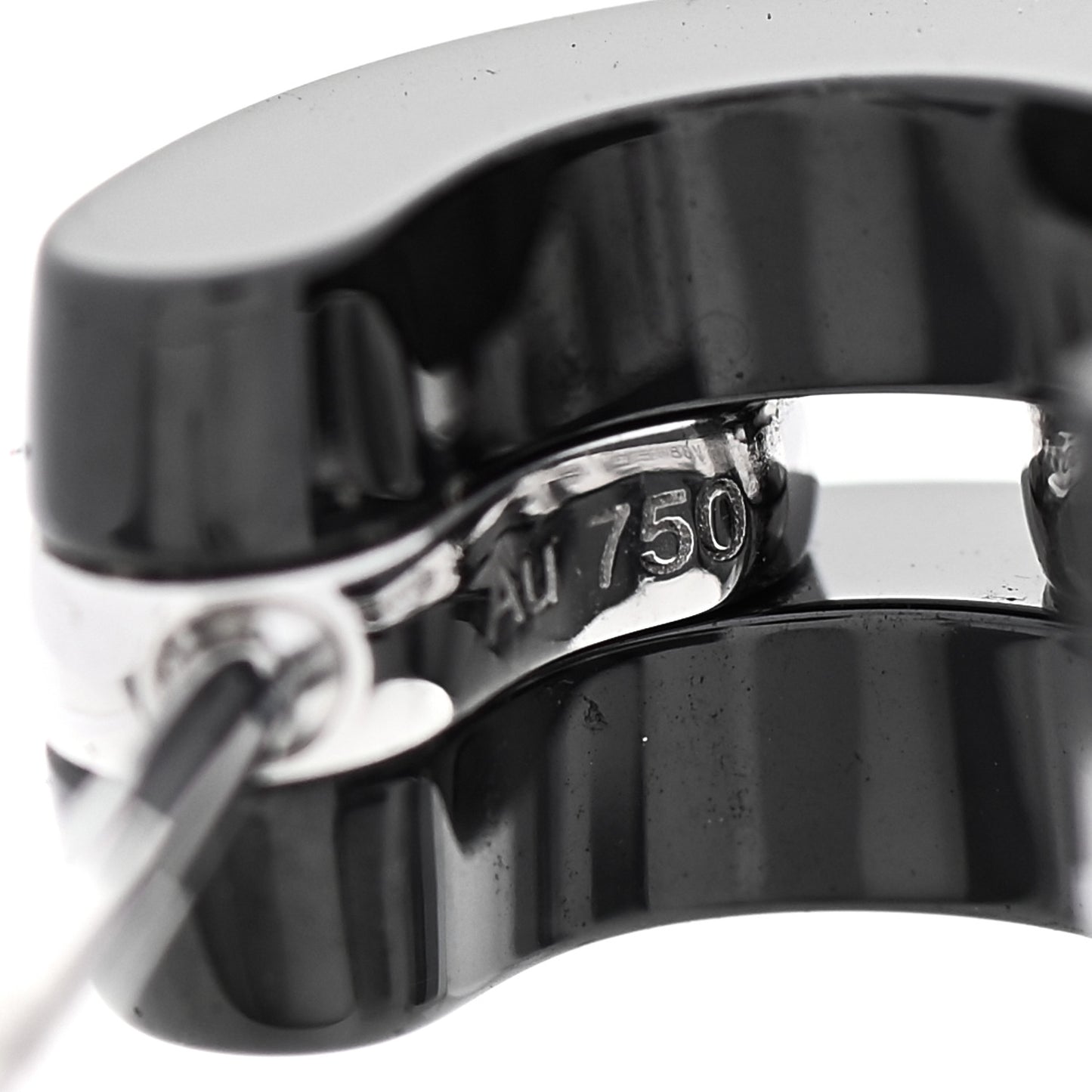 18K White Gold Diamond Ceramic Ultra Hoop Earrings Black