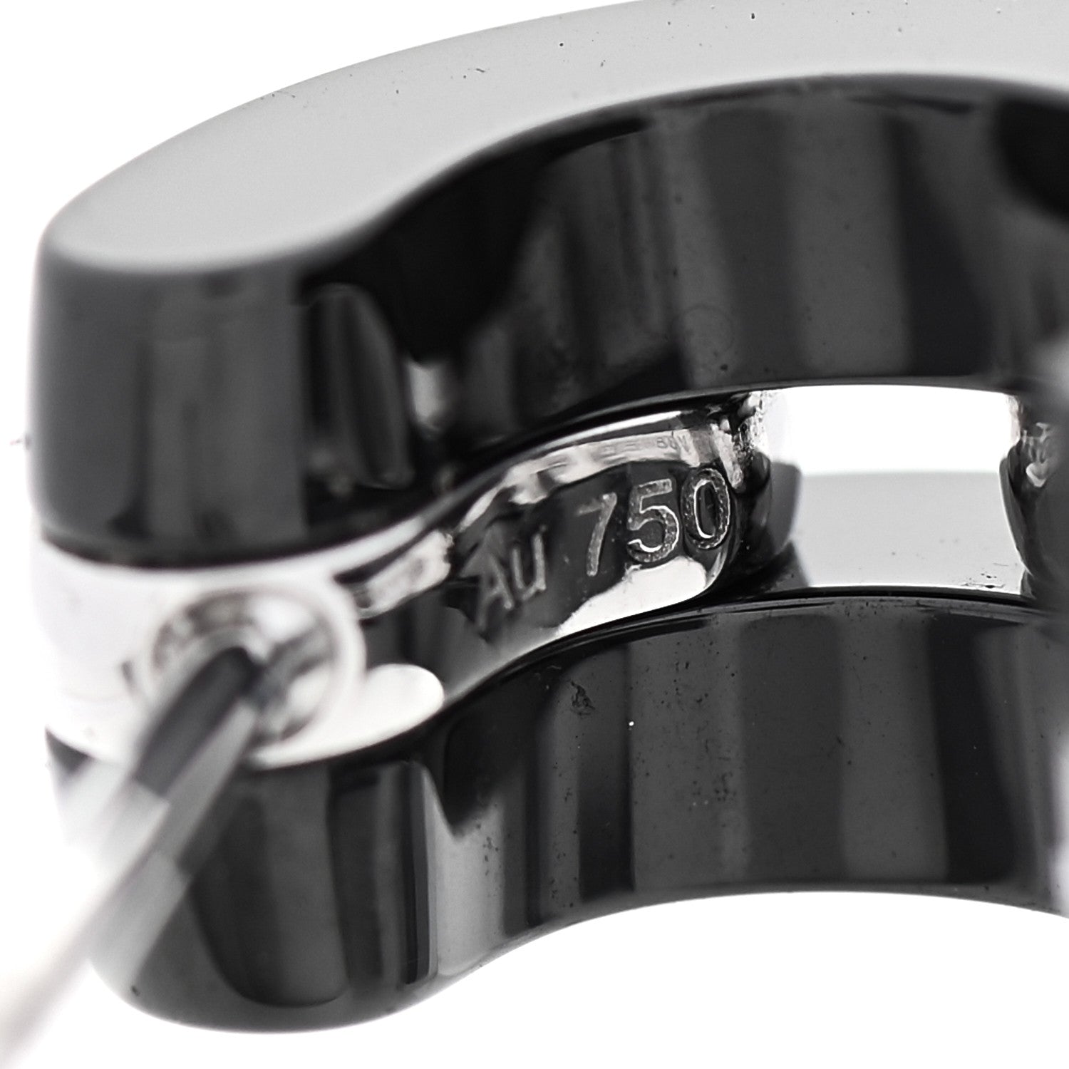 Chanel 18K White Gold Diamond Ceramic Ultra Hoop Earrings Black 7 of 8