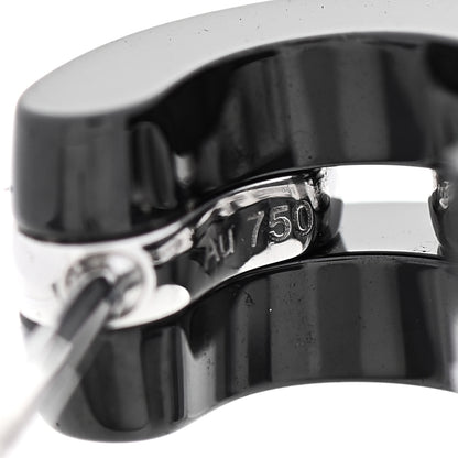 Chanel 18K White Gold Diamond Ceramic Ultra Hoop Earrings Black 7 of 8
