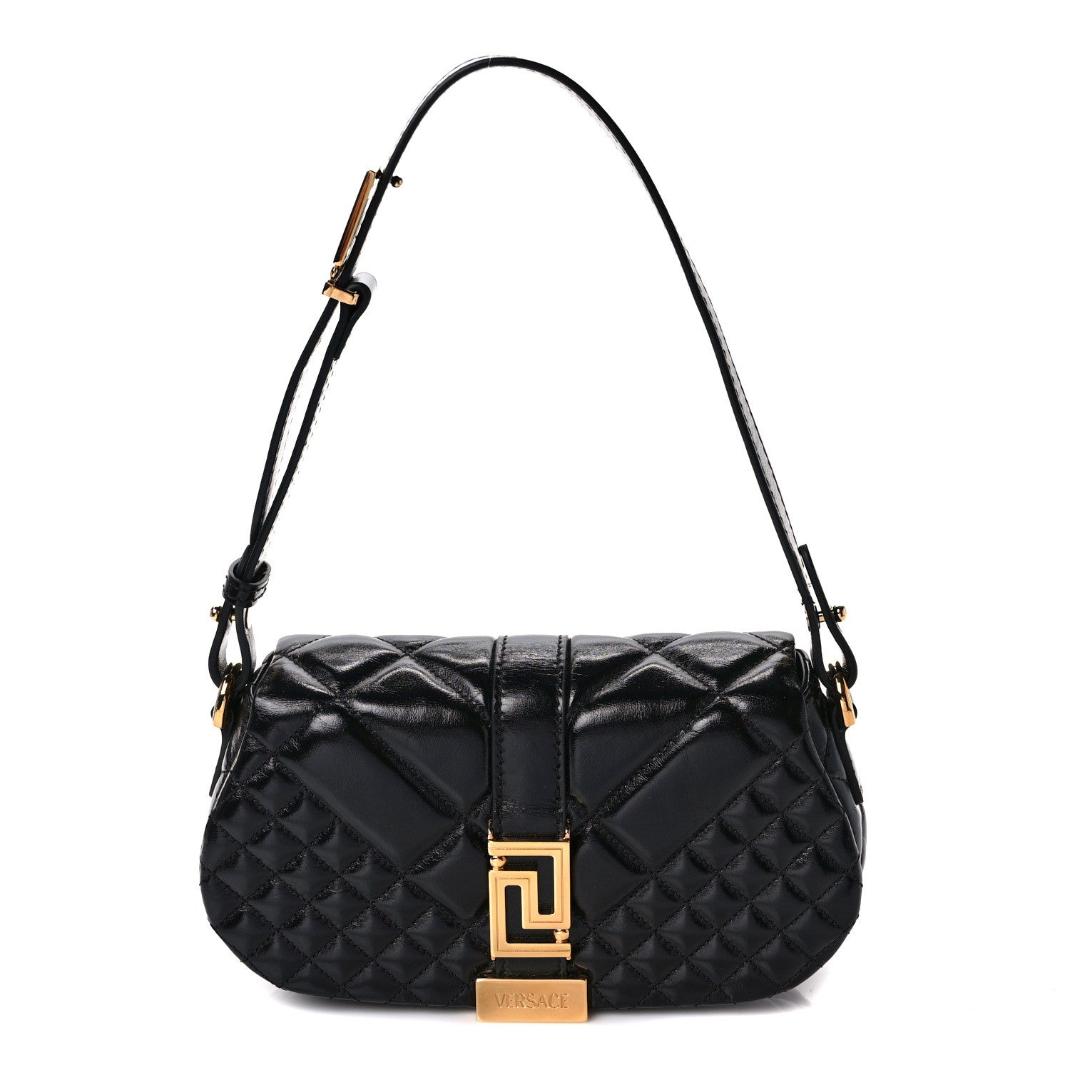 Versace Calfskin Quilted Mini Greca Goddess Shoulder Bag Black 1 of 8