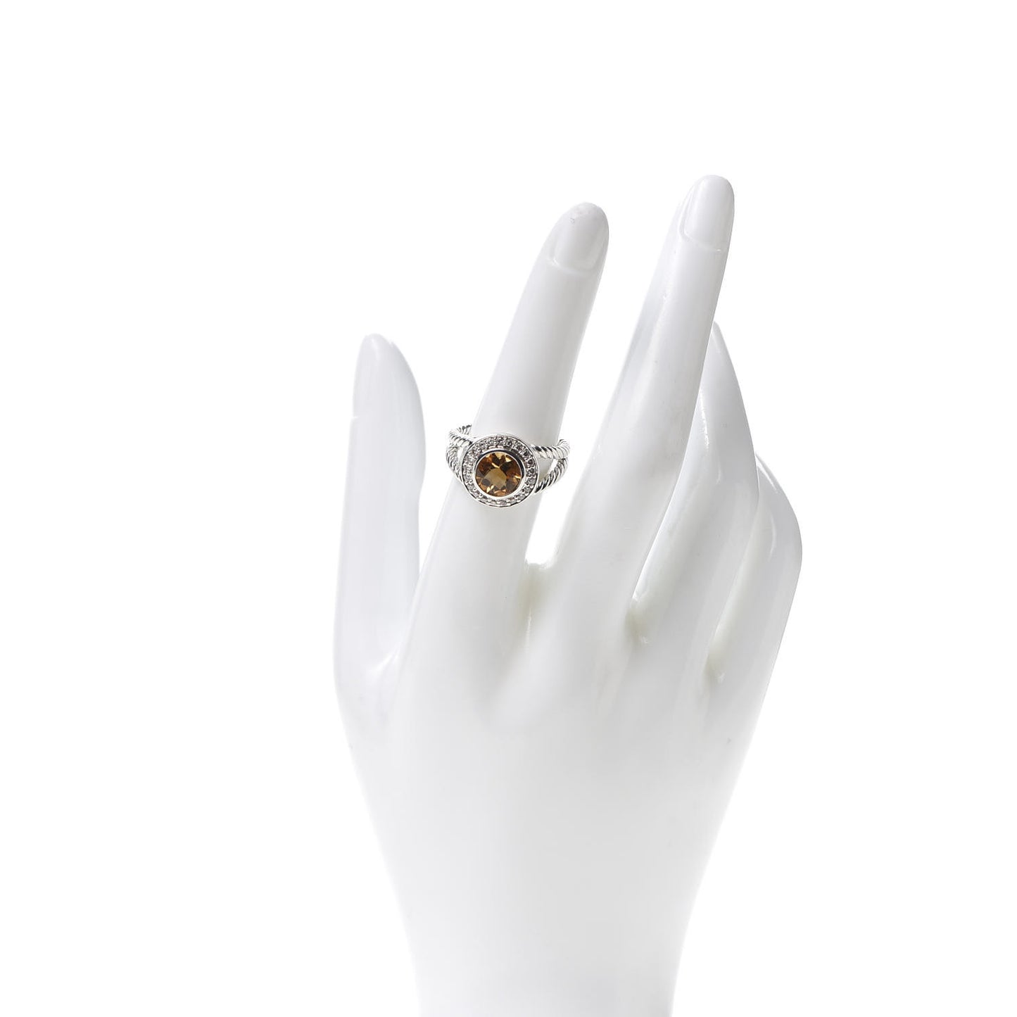 Sterling Silver Diamond Citrine 8mm Petite Cerise Ring 54 7