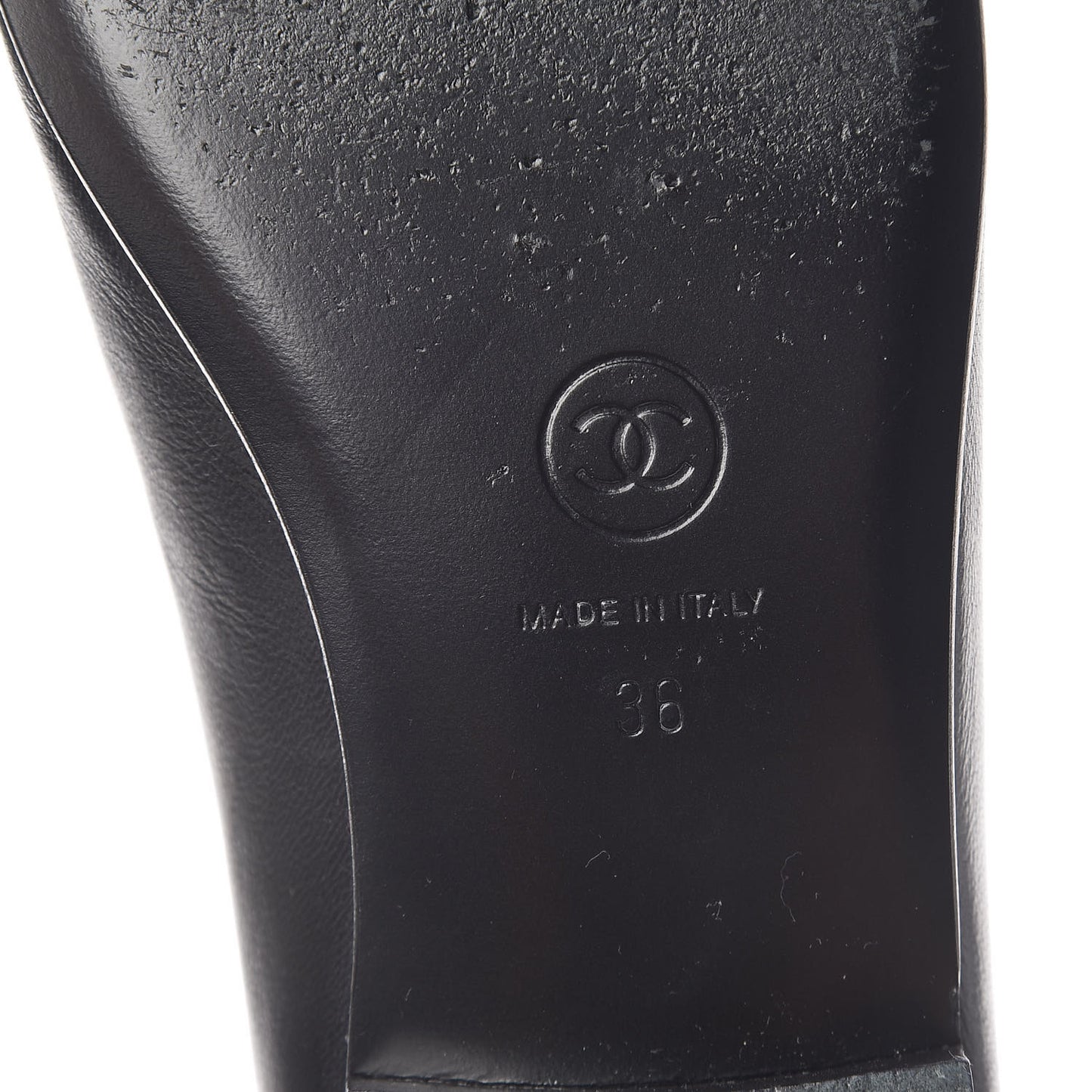 Lambskin Patent CC Cap Toe Ballerina Flats 36 Black
